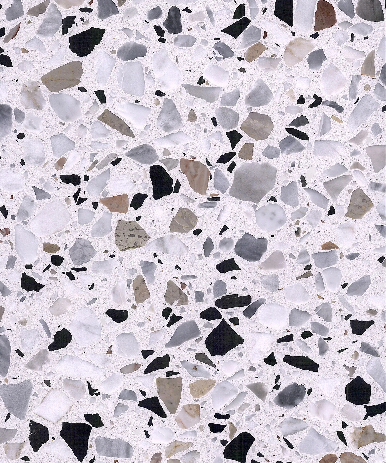 Bealstone staal met witte, grijze en zwarte granulaten