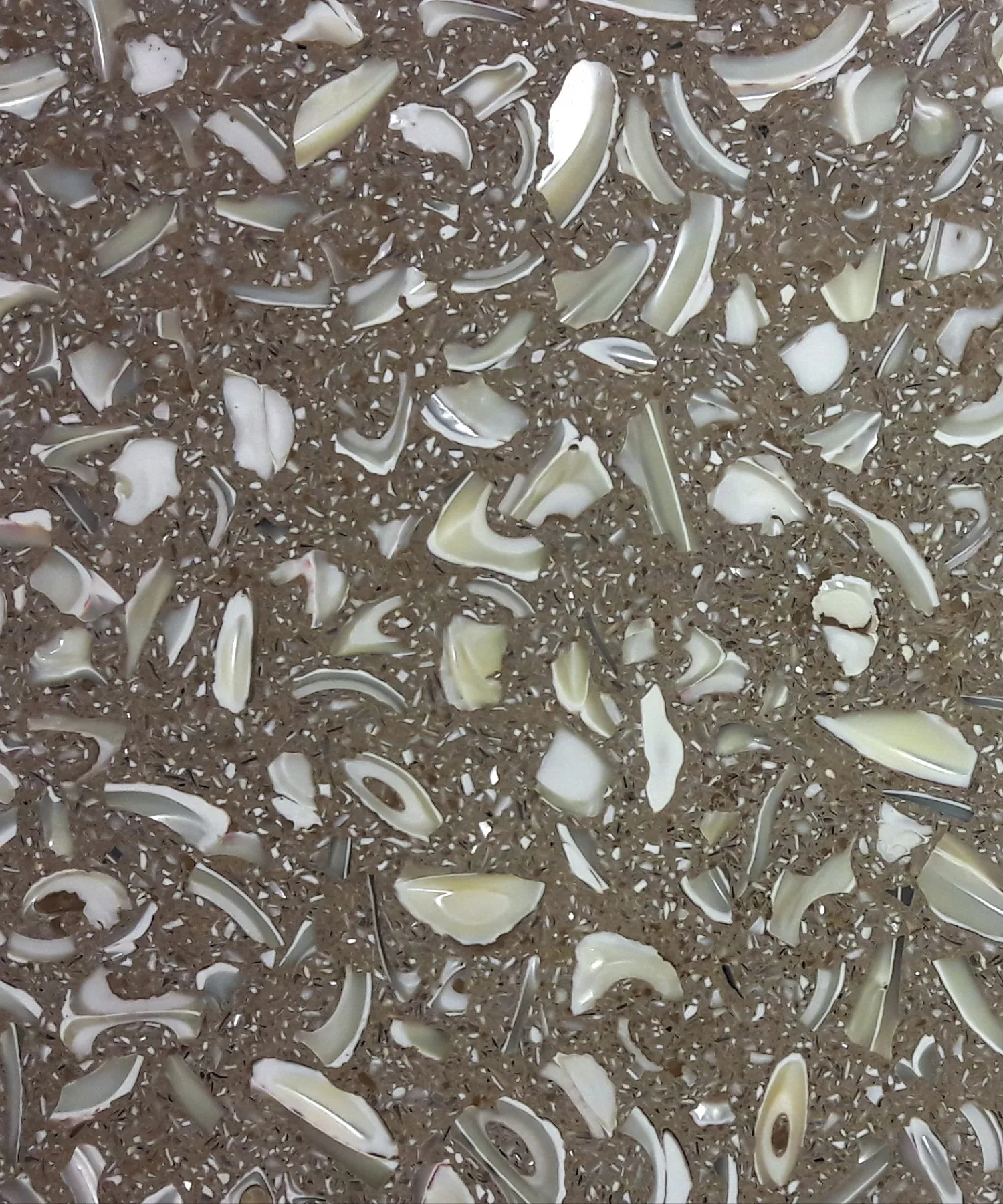 Bealstone staal met parelmoergranulaten op taupe basis